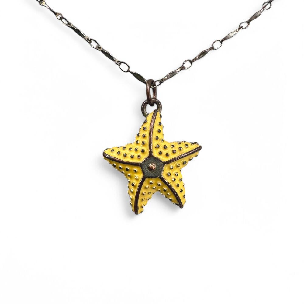 J.Crew Yellow Enamel Starfish Necklace Long Chain 36 Inch